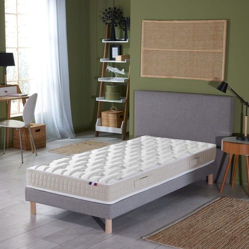 Ensemble Matelas 100% Latex 5 Zones Sommier Gris 80x200