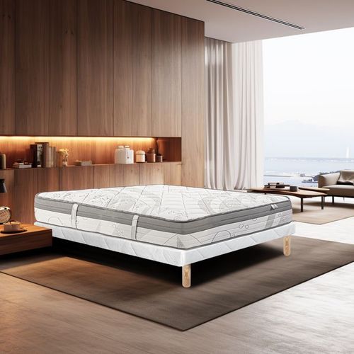 Ensemble Matelas 140x190 Cm, Viscoplus, 26 Cm, Mmoire De Forme, Ferme, Face t/Hiver + Sommier Blanc Ep 13cm