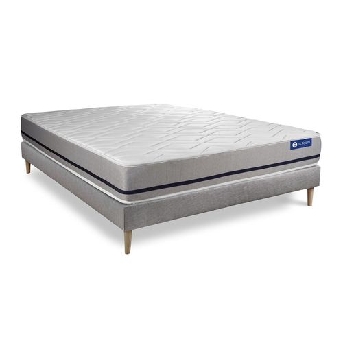 Ensemble Matelas 140x200 Actimemo Soft 3zones De Confort + Sommier Kit Gris