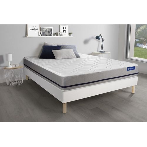 Ensemble Matelas 180x200 Actilatex Soft 3zones De Confort + Sommier Kit Blanc