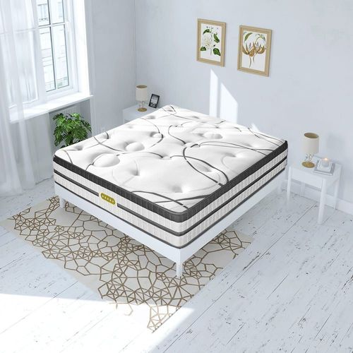 Ensemble Matelas  Ressorts Ensachs Et Sommier En Kit Blanc 140x190