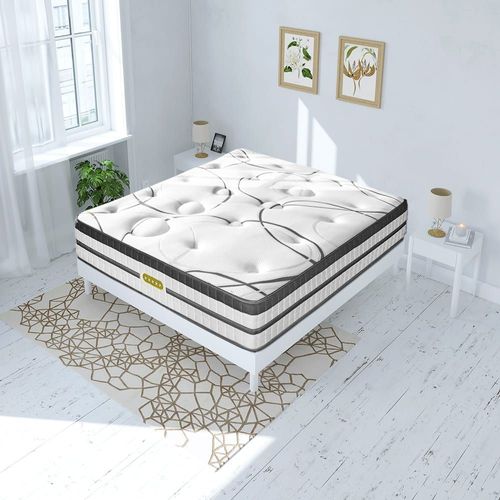 Ensemble Matelas  Ressorts Ensachs Et Sommier En Kit Blanc 180x200