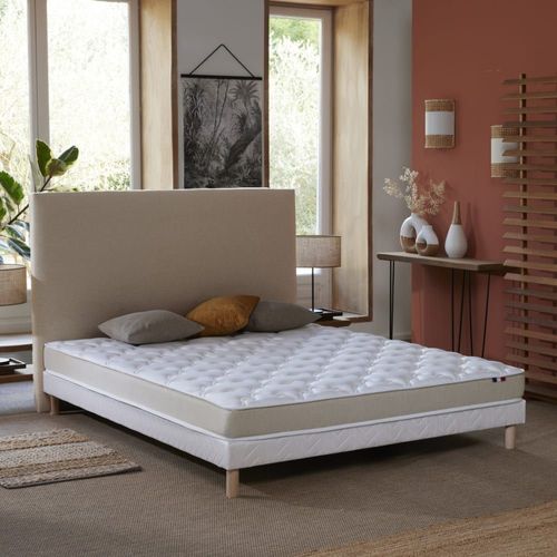 Ensemble Matelas Accueil Latex 3 Zones Sommier Blanc 140x190