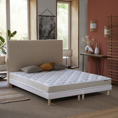 Ensemble Matelas Accueil Latex 3 Zones Sommier Blanc 160x200
