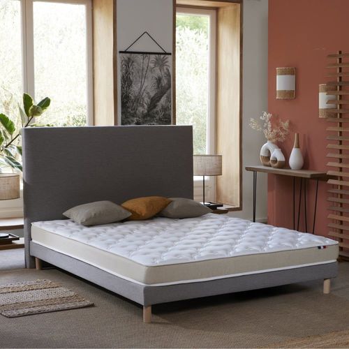 Ensemble Matelas Accueil Latex 3 Zones Sommier Gris 140x190