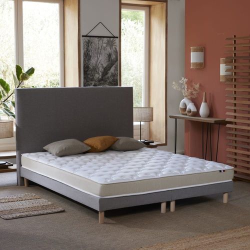 Ensemble Matelas Accueil Latex 3 Zones Sommier Gris 160x200