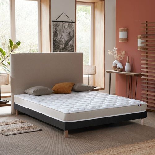 Ensemble Matelas Accueil Latex 3 Zones Sommier Noir 140x190