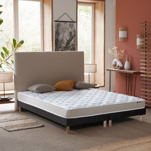 Ensemble Matelas Accueil Latex 3 Zones Sommier Noir 160x200