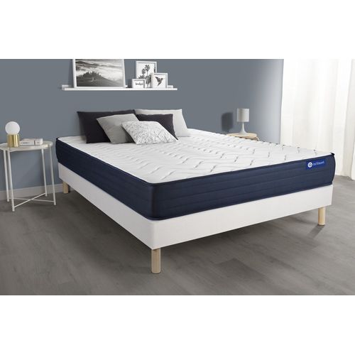 Ensemble Matelas Actiflex Life 160x200 Ressorts Ensaches Et Memoire De Forme 5zones De Confort + Sommier Kit Blanc