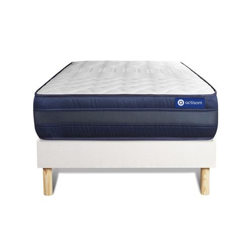 Ensemble Matelas Actiflex Tech 120x200 Memoire De Forme Maxi Epaisseur 5zones De Confort + Sommier Kit Blanc