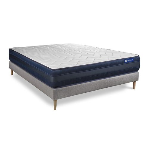Ensemble Matelas Actiflex Tech 180x200 Memoire De Forme Maxi Epaisseur 5zones De Confort + Sommier Kit Gris