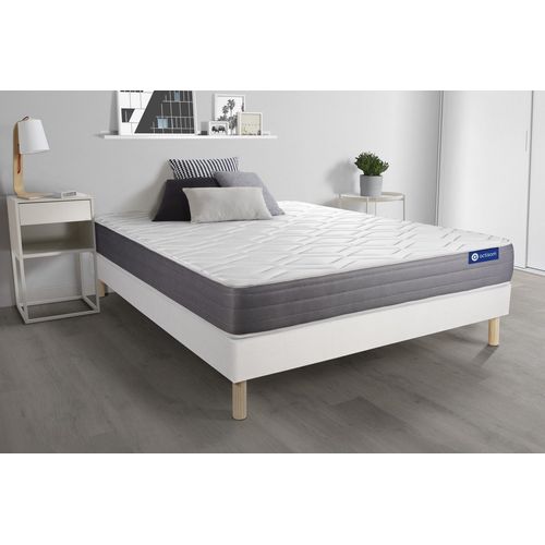 Ensemble Matelas Actilatex Dream Latex Et Memoire De Forme 200x200 Cm 5zones De Confort + Sommier Kit Blanc