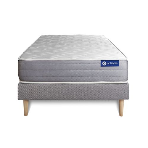 Ensemble Matelas Actilatex Dream Latex Et Memoire De Forme 80x200 Cm 5zones De Confort + Sommier Kit Gris