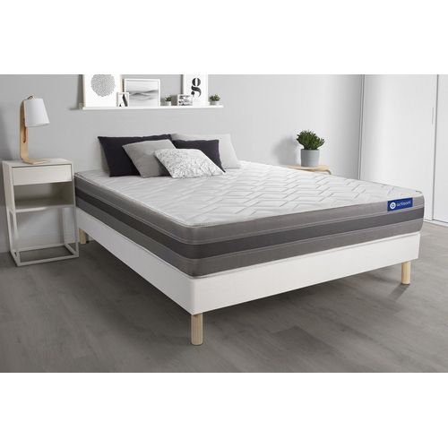 Ensemble Matelas Actilatex Relax Latex Et Memoire De Forme 200x200 Cm Maxi Epaisseur 5zones De Confort + Sommier Kit Blanc