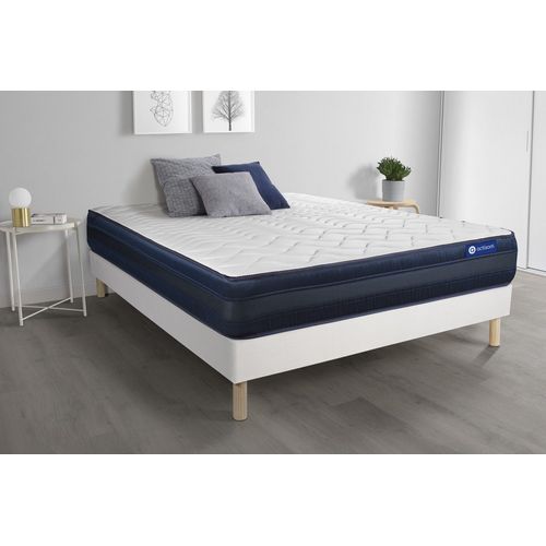 Ensemble Matelas Actilatex Tech 180x200 Memoire De Forme Maxi Epaisseur 5zones De Confort + Sommier Kit Blanc