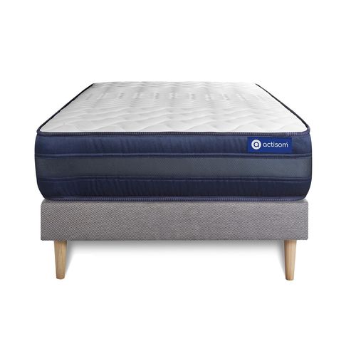 Ensemble Matelas Actilatex Tech 80x200 Memoire De Forme Maxi Epaisseur 5zones De Confort + Sommier Kit Gris