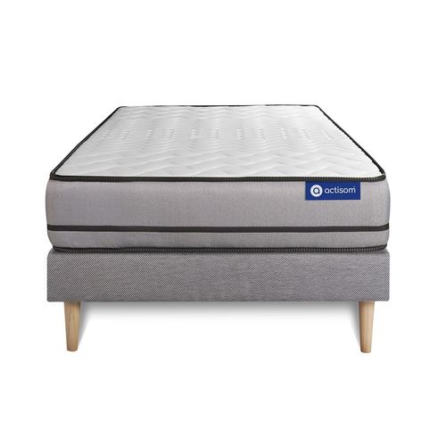Ensemble Matelas Actimemo 90x200cm 2 Faces A Mmoire De Forme 3zones De Confort + Sommier Kit Gris