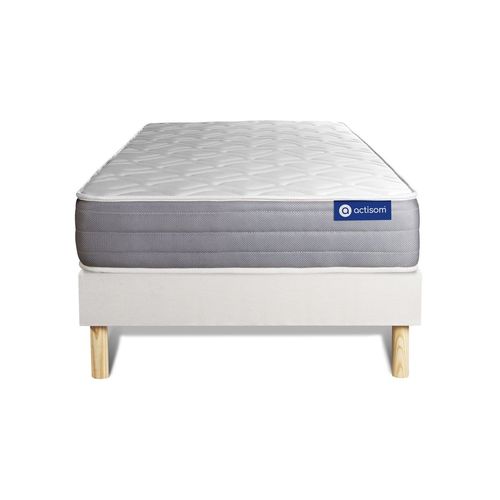 Ensemble Matelas Actimemo Dream Memoire De Forme 120x200 Cm 5zones De Confort + Sommier Kit Blanc
