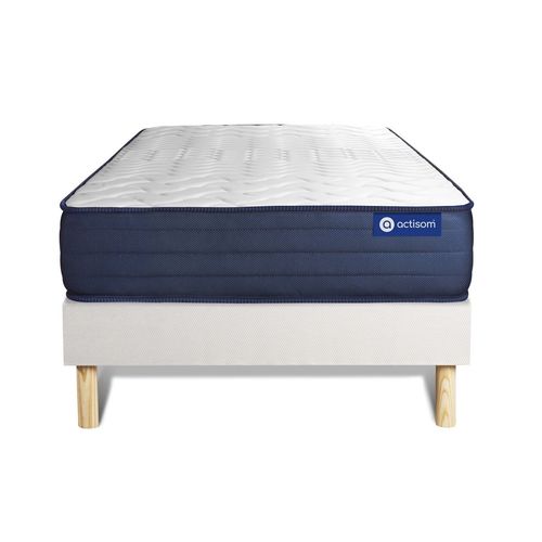 Ensemble Matelas Actimemo Life 80x200 Memoire De Forme 5zones De Confort + Sommier Kit Blanc