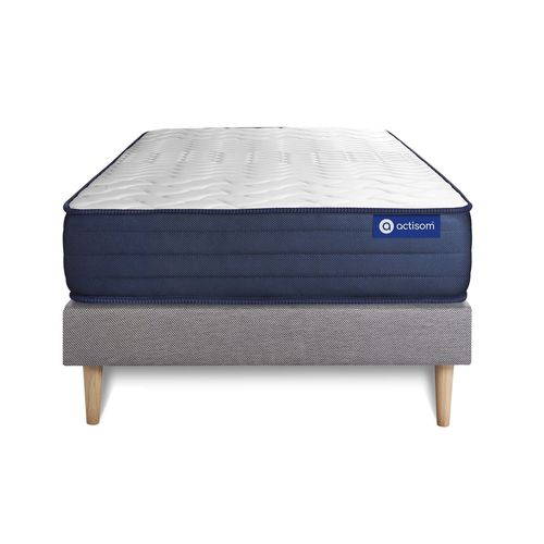Ensemble Matelas Actimemo Life 80x200 Memoire De Forme 5zones De Confort + Sommier Kit Gris