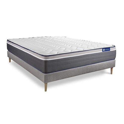 Ensemble Matelas Actimemo Plus 140x200 Memoire De Forme Maxi Epaisseur 7zones De Confort + Sommier Kit Gris