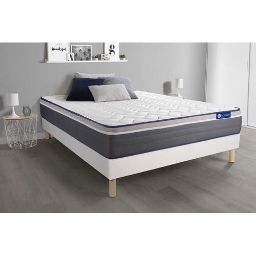 Ensemble Matelas Actimemo Plus 200x200 Memoire De Forme Maxi Epaisseur 7zones De Confort + Sommier Kit Blanc