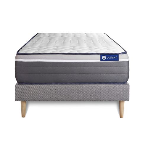 Ensemble Matelas Actimemo Plus 80x200 Memoire De Forme Maxi Epaisseur 7zones De Confort + Sommier Kit Gris