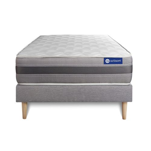 Ensemble Matelas Actimemo Relax Memoire De Forme 90x190 Cm Maxi Epaisseur 5zones De Confort + Sommier Kit Gris