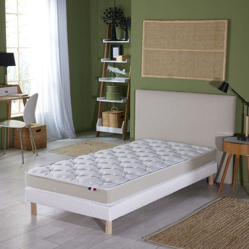 Ensemble Matelas Latex 3 Zones Sommier Blanc 90x190