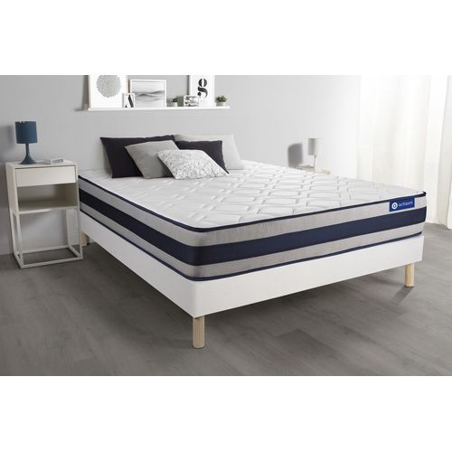 Ensemble Matelas Latex Et Memoire De Forme Actilatex Ergo 180x200 Cm Maxi Epaisseur 5zones De Confort + Sommier Kit Blanc