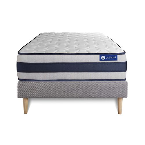 Ensemble Matelas Latex Et Memoire De Forme Actilatex Ergo 90x200 Cm Maxi Epaisseur 5zones De Confort + Sommier Kit Gris