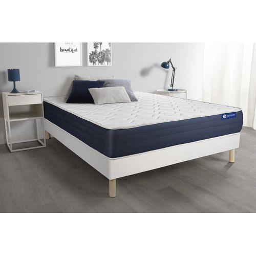 Ensemble Matelas Latex Et Memoire De Forme Actilatex Sleep 160x200 5zones De Confort + Sommier Kit Blanc