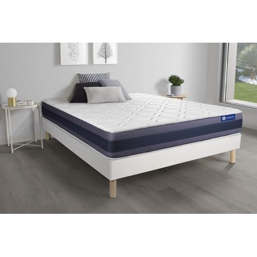 Ensemble Matelas Latex+Memoire De Forme Actilatex Morpho 140x200 Maxi Epaisseur 5zones De Confort + Sommier Kit Blanc