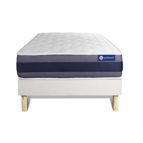 Ensemble Matelas Latex+Memoire De Forme Actilatex Morpho 90x190 Maxi Epaisseur 5zones De Confort + Sommier Kit Blanc