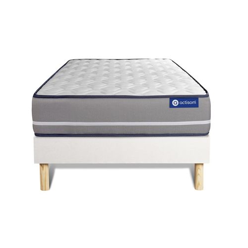 Ensemble Matelas Latex + Memoire De Forme Actilatex Pur 90x190cm 3zones De Confort + Sommier Kit Blanc
