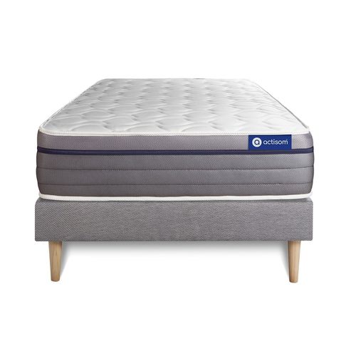 Ensemble Matelas Latex+Memoire De Forme Actilatex Zen 80x190 Maxi Epaisseur 7zones De Confort + Sommier Kit Gris