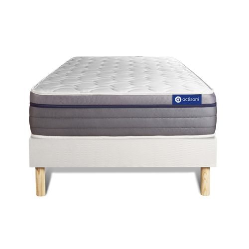 Ensemble Matelas Latex+Memoire De Forme Actilatex Zen 90x190 Maxi Epaisseur 7zones De Confort + Sommier Kit Blanc