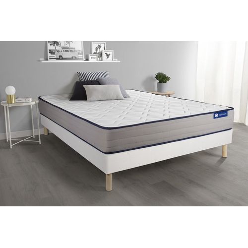 Ensemble Matelas Memoire De Forme Actimemo Form 140x200 Cm 5zones De Confort + Sommier Kit Blanc