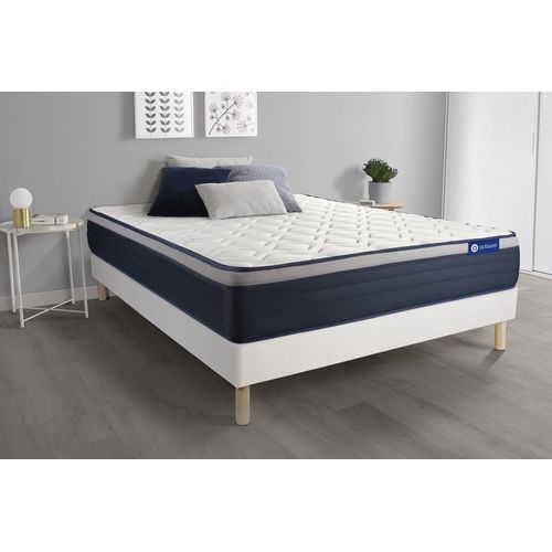 Ensemble Matelas Memoire De Forme Actimemo Max 160x200 Cm Maxi Epaisseur 7zones De Confort + Sommier Kit Blanc