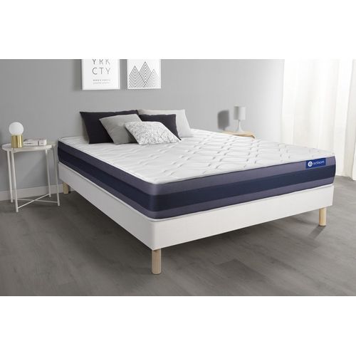 Ensemble Matelas Memoire De Forme Actimemo Morpho 200x200 Maxi Epaisseur 5zones De Confort + Sommier Kit Blanc