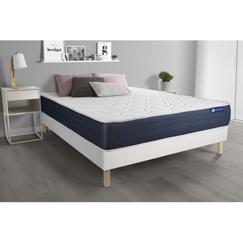 Ensemble Matelas Memoire De Forme Actimemo Sleep 160x200 5zones De Confort + Sommier Kit Blanc