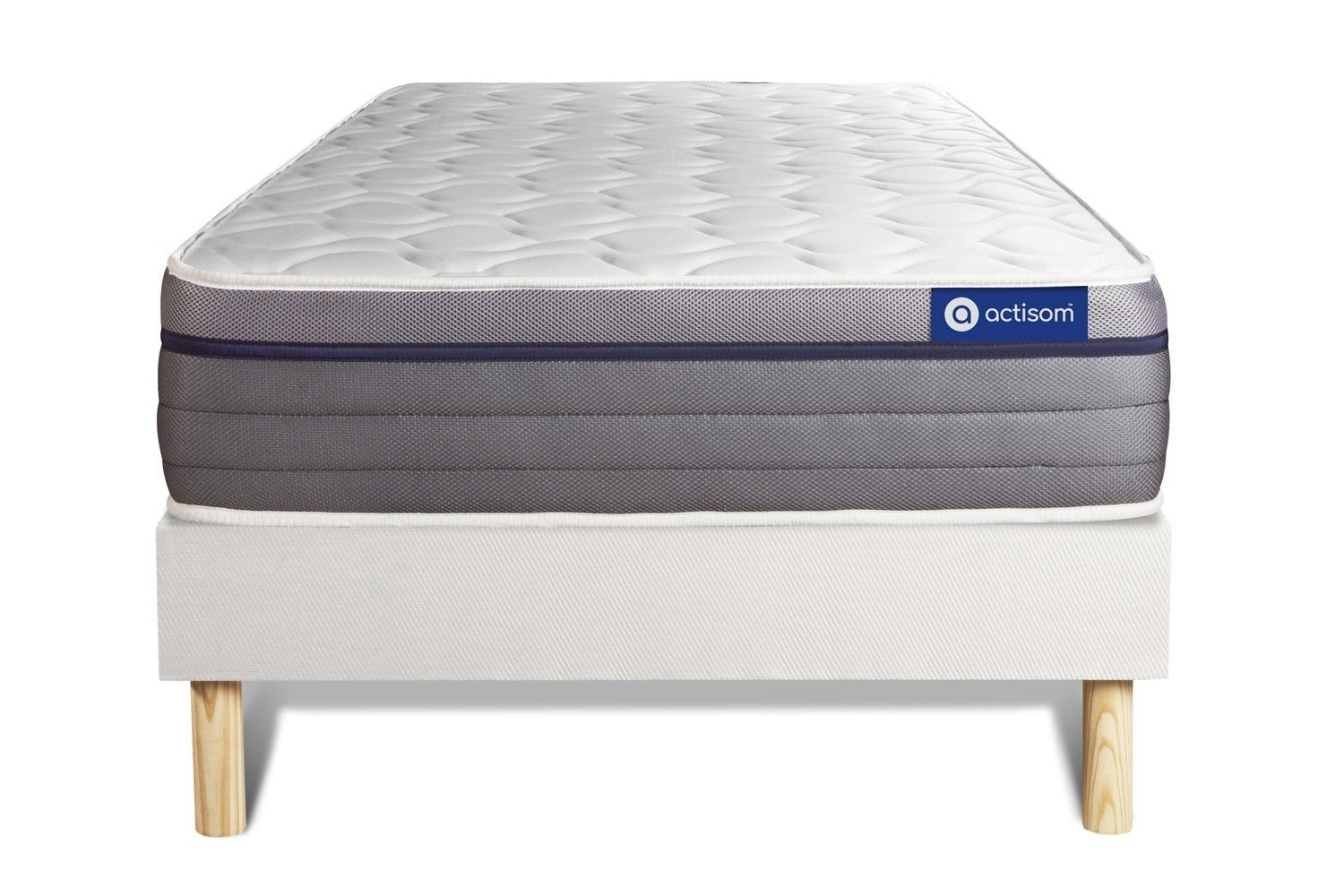 Ensemble Matelas Memoire De Forme Actimemo Zen 80x190 Maxi Epaisseur 7zones De Confort + Sommier Kit Blanc
