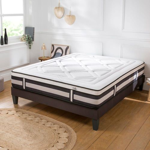 Ensemble Matelas Mmoire De Forme H28cm Et Sommier En Kit Gris 140x190