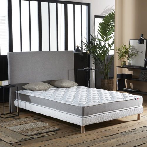 Ensemble Matelas Mousse Ferme Sommier Blanc 140x190