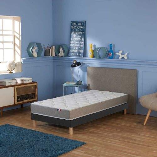 Ensemble Matelas Mousse Ferme Sommier Noir 90x190