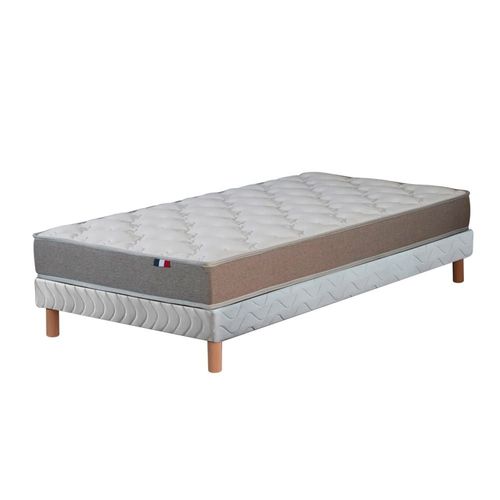 Ensemble Matelas Mousse Sommier Blanc 90x190