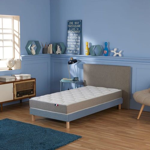 Ensemble Matelas Mousse Sommier Bleu 90x190