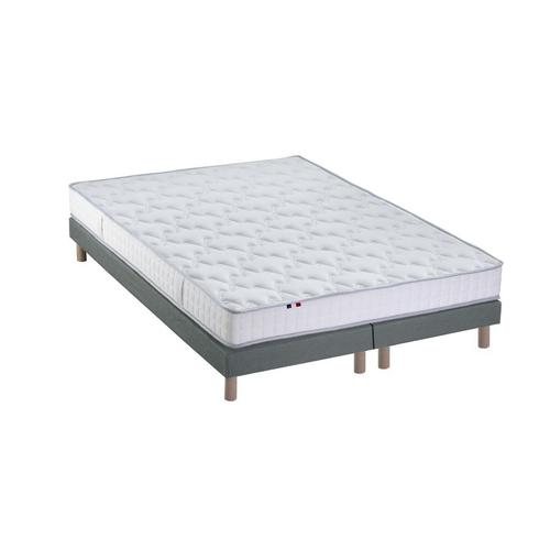 Ensemble Matelas Mousse Sommier Gris 160x200