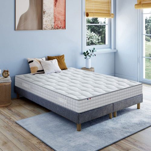 Ensemble Matelas Ressort Mmoire Forme Sommier Bleu 160x200