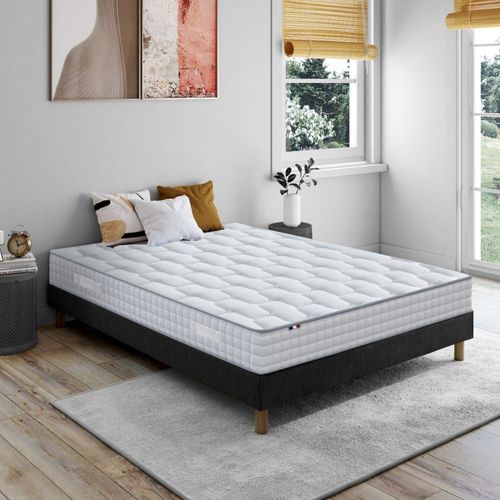 Ensemble Matelas Ressort Mmoire Forme Sommier Noir 140x190